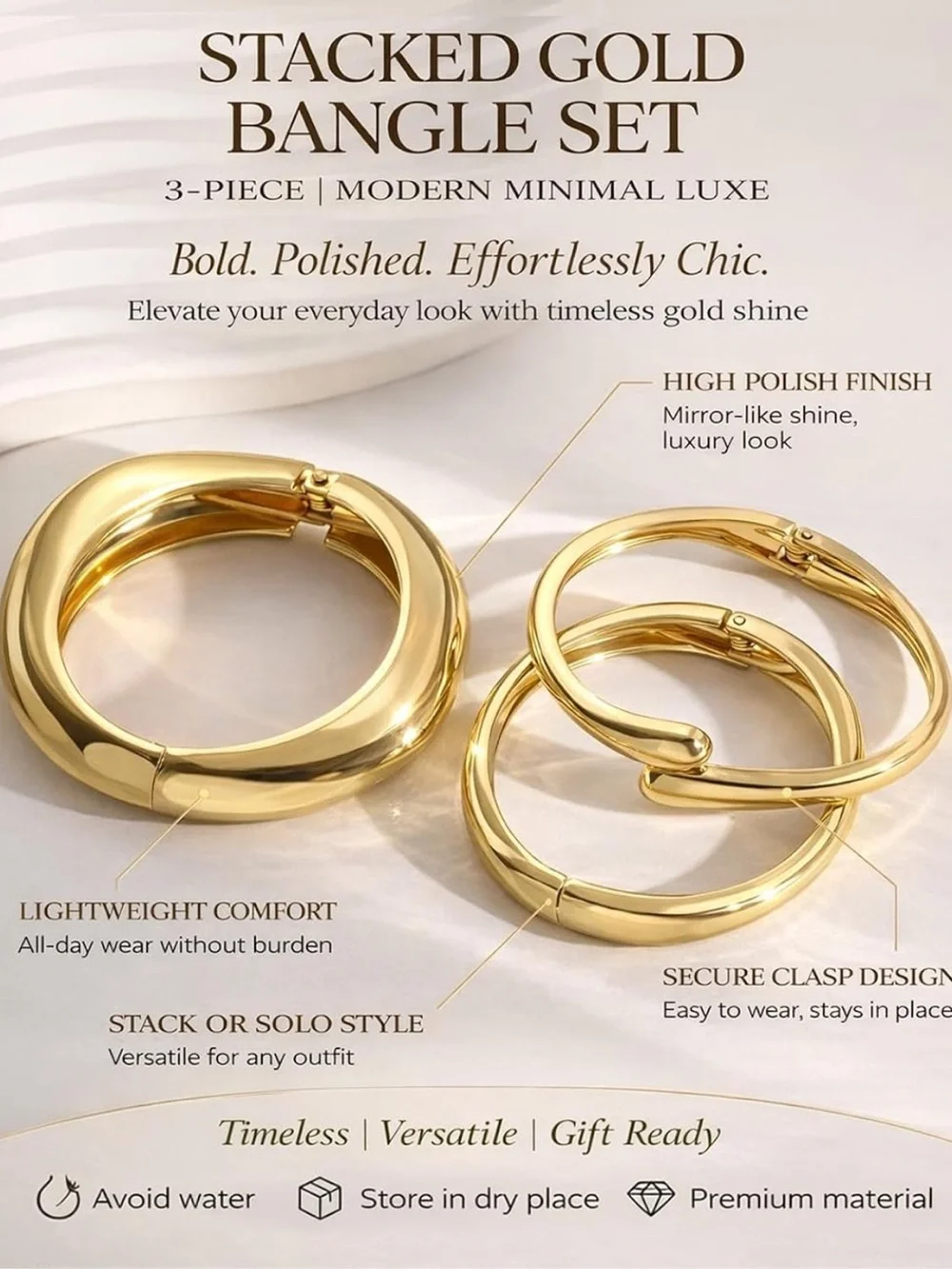 Aurette Sculptural Gold Cuff Bracelet Set